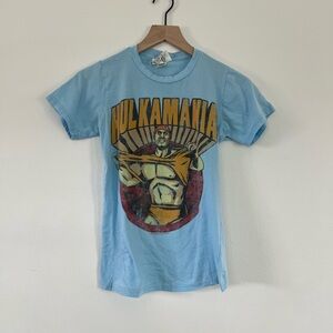 WWE Hulkamania Light Blue Graphic Tee 100% Cotton